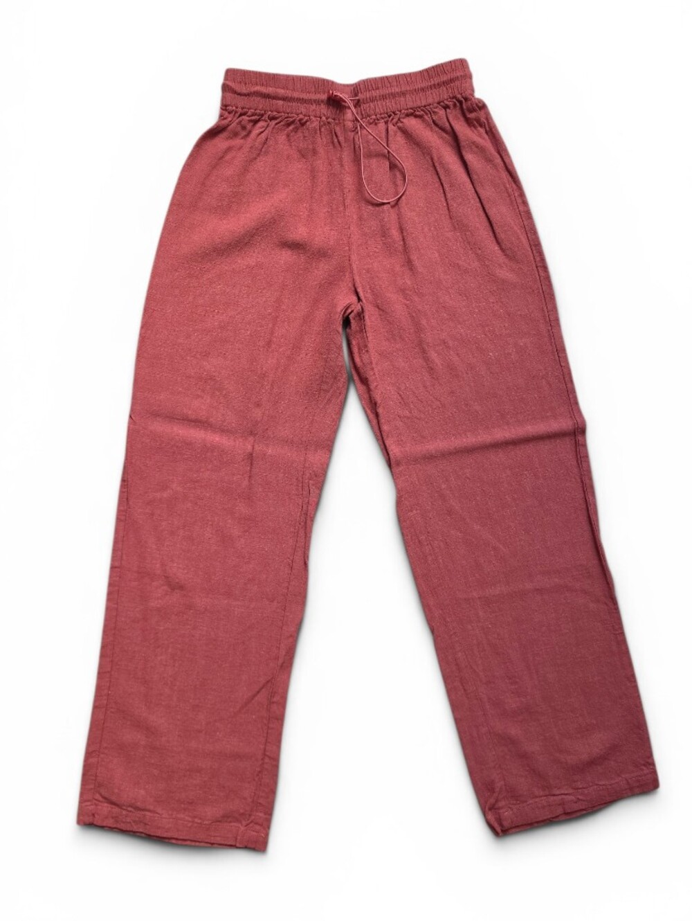 SHEIN PETITE Rust Terracotta Linen Blend Wide Leg Pants - Size XS